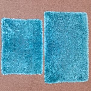 SHEIN Aqua Plush Bath Mat Set